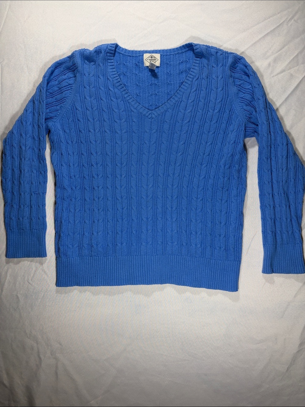St. John's Bay Bright Blue Cable Knit V-Neck Sweater Size: XXL